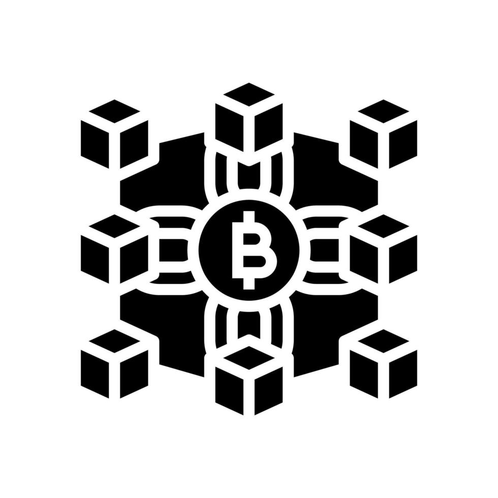ilustração vetorial de ícone de glifo de tecnologia de finanças blockchain vetor