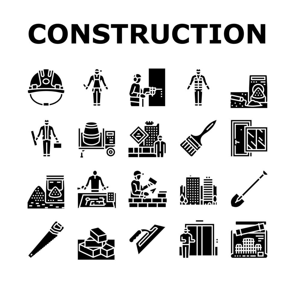 vetor de conjunto de ícones de construção e reparação de construção