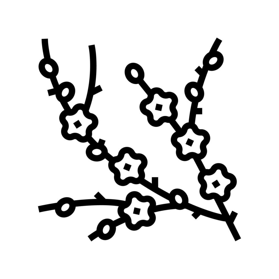 ilustração vetorial de ícone de linha de galho de árvore de ameixa vetor