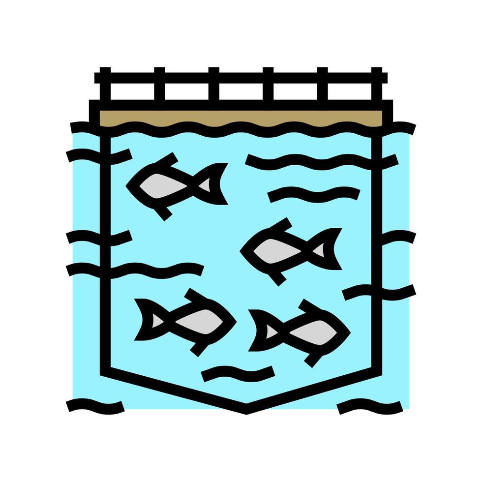 ilustração vetorial de ícone de cor de salmão de gaiolas de mar vetor