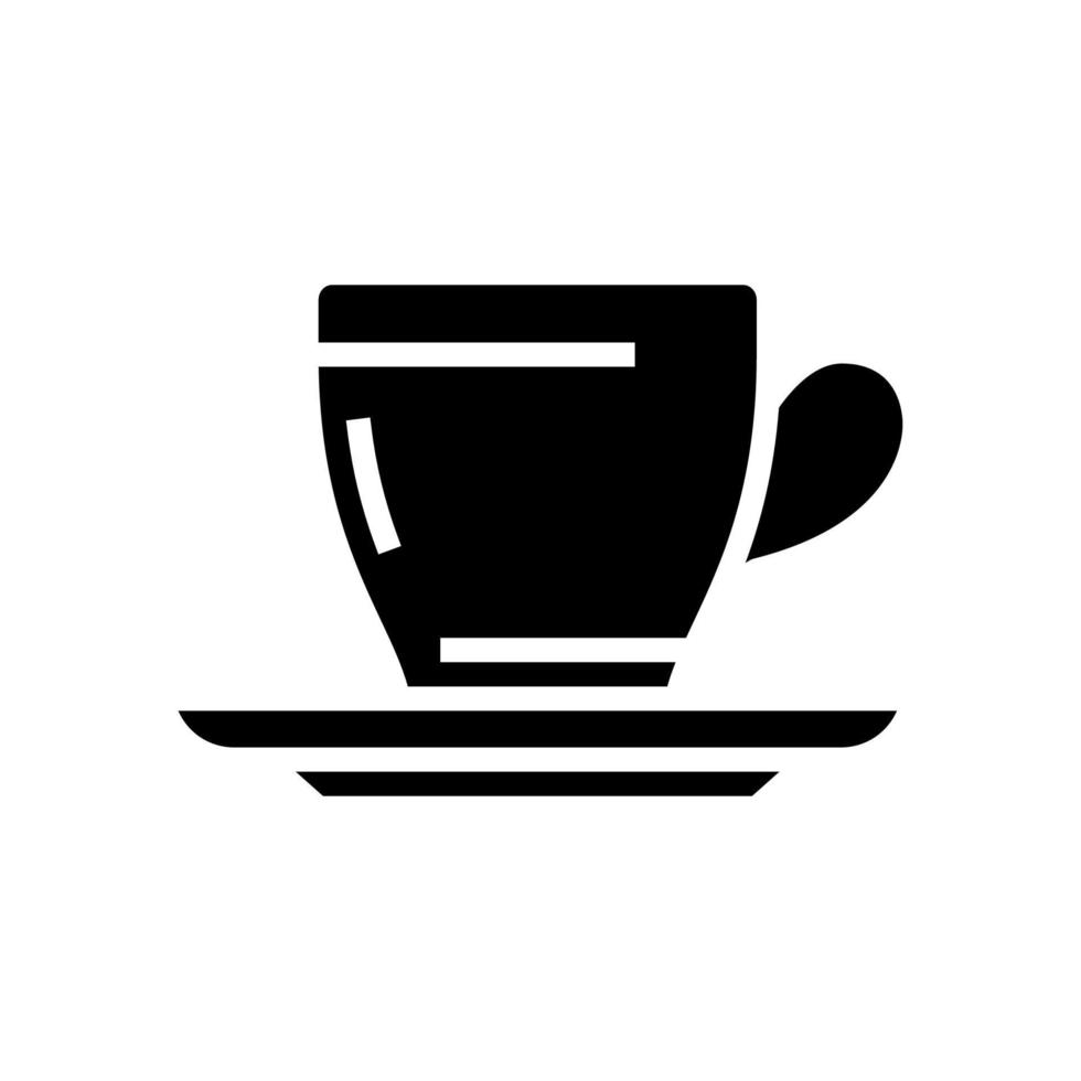 xícara de chá com ilustração vetorial de ícone de glifo de placa vetor