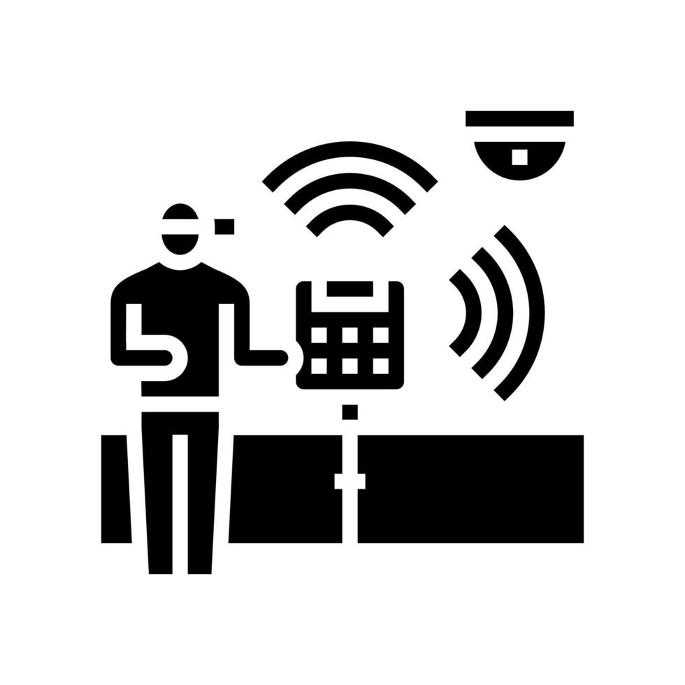 ilustração em vetor ícone glifo de instalação de dispositivo doméstico inteligente