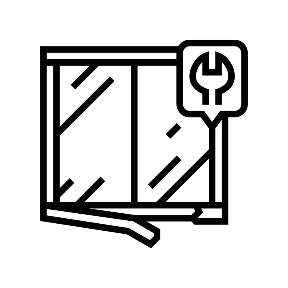 ilustração vetorial de ícone de linha de reparo de moldura de janela vetor
