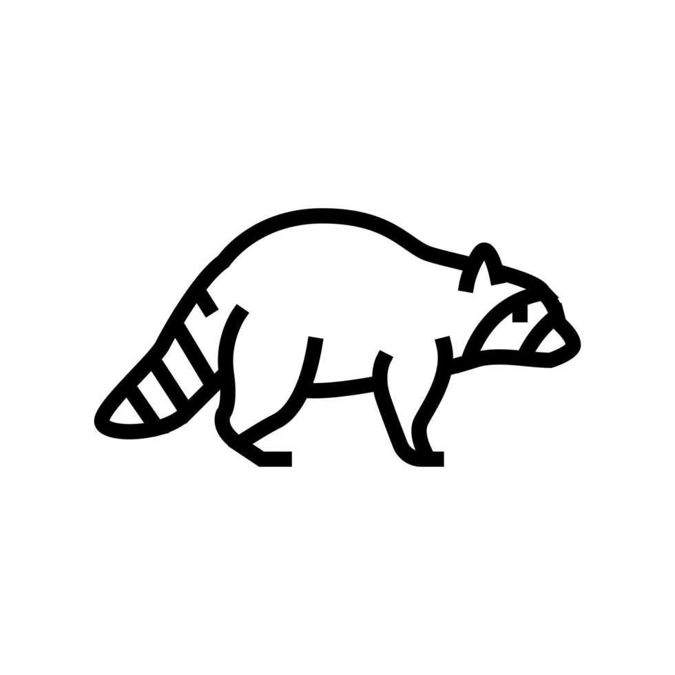 ilustração em vetor ícone de linha de animais selvagens de guaxinim