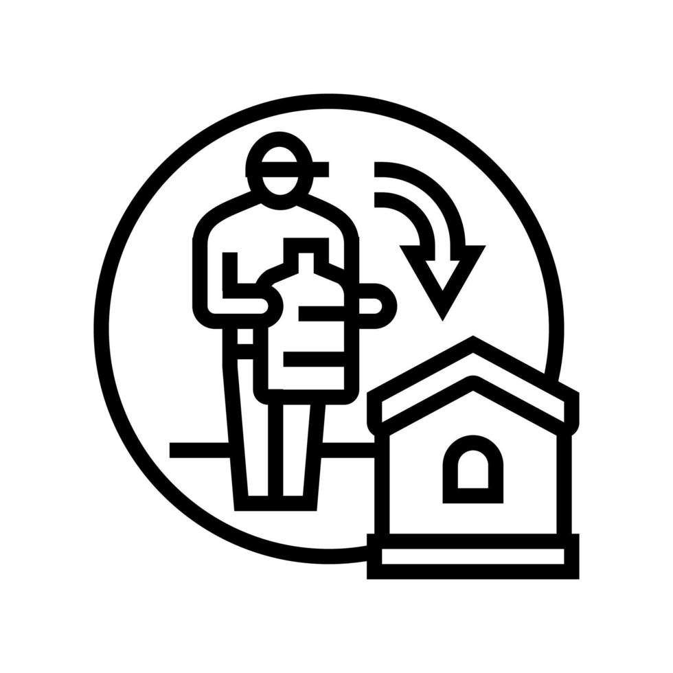 ilustração vetorial de ícone de linha de entrega de água em casa vetor