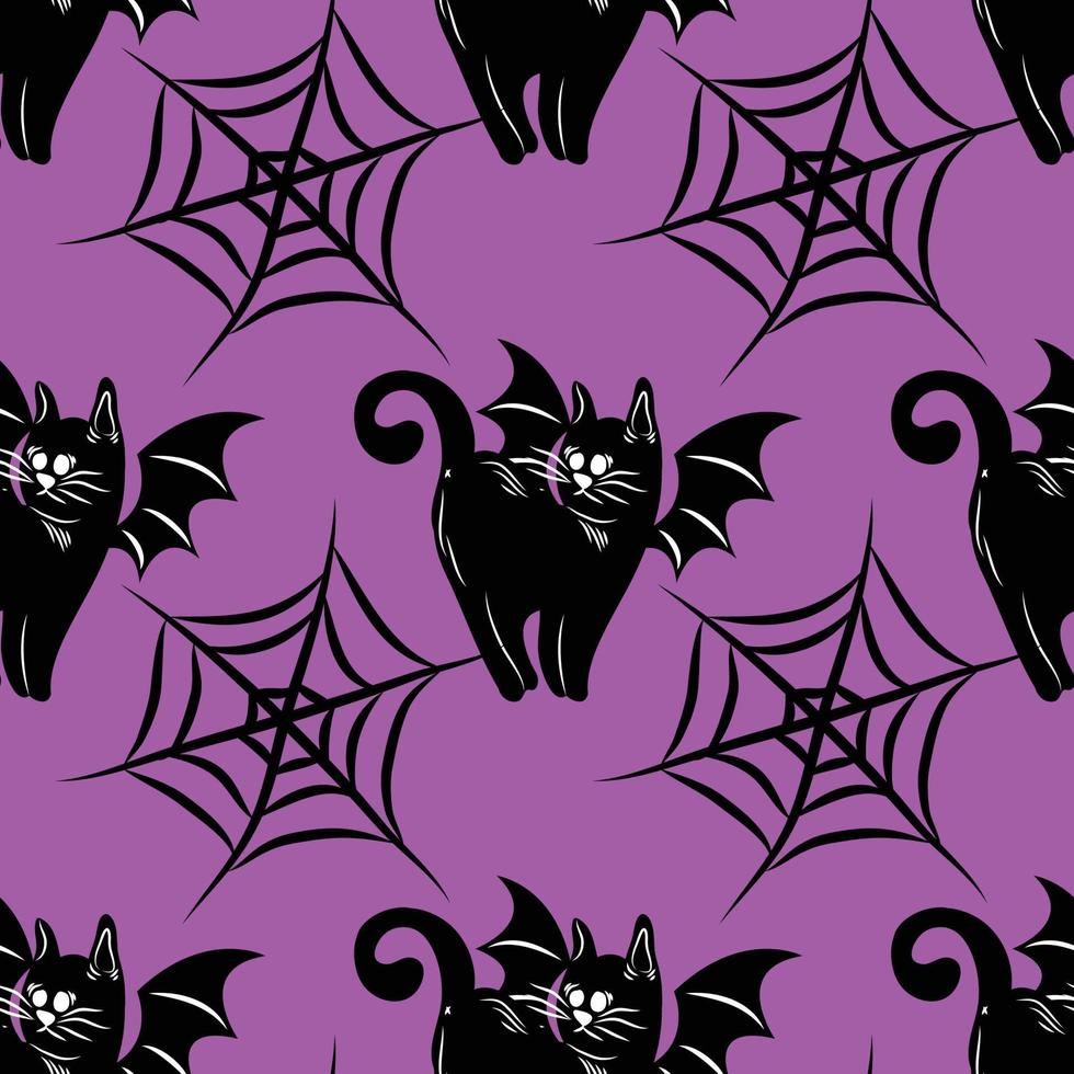 halloween item bonito design de vetor sem costura fundo roxo