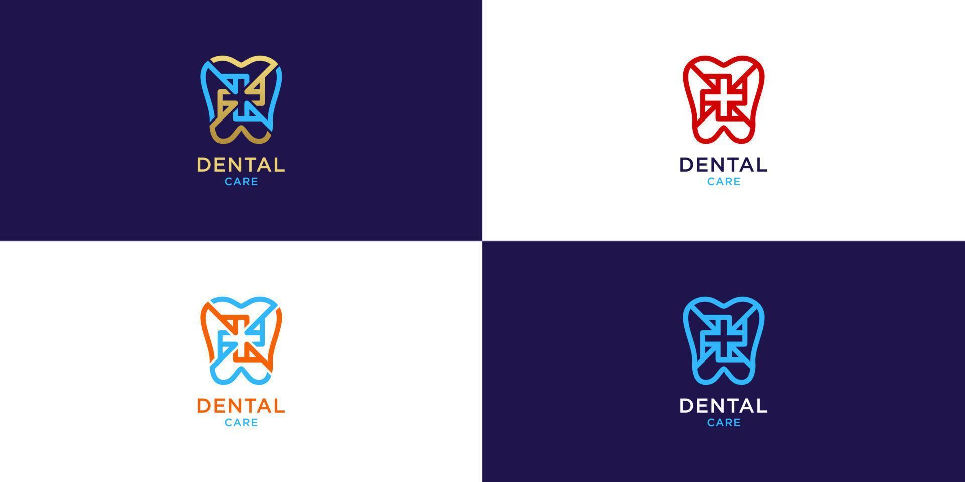 logotipo de atendimento odontológico com estilo de arte de linha vetor