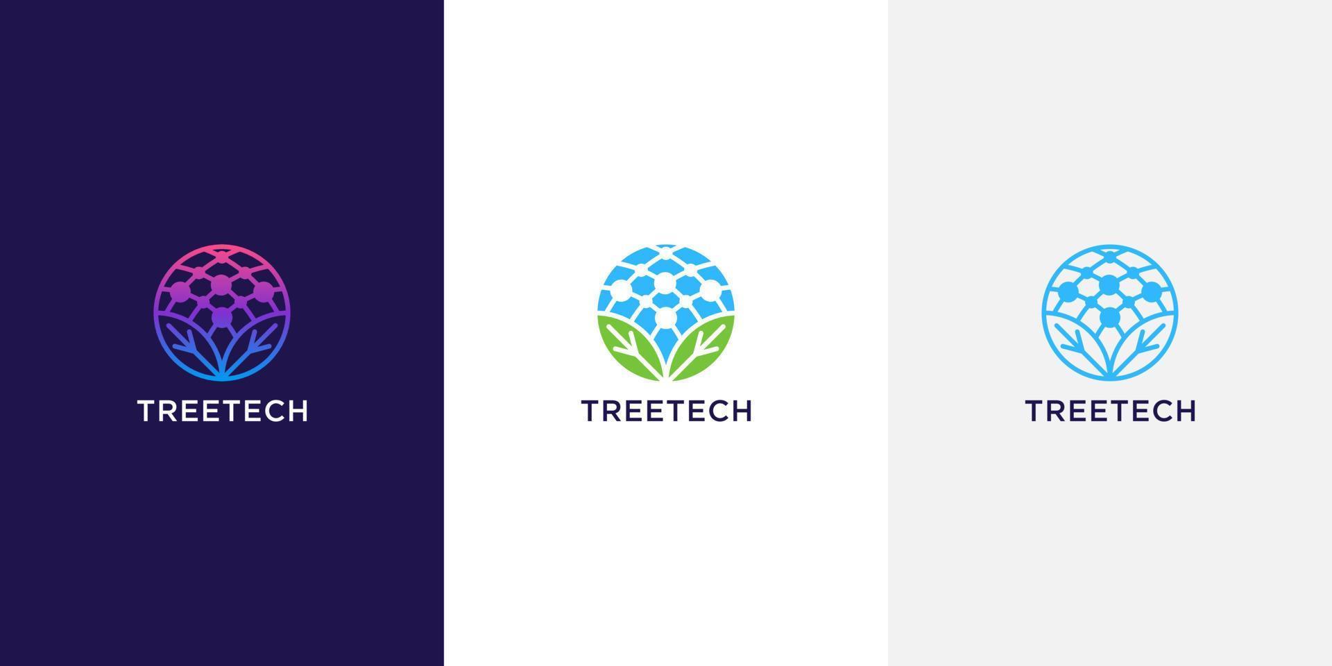 ícone do logotipo da árvore de tecnologia vetor