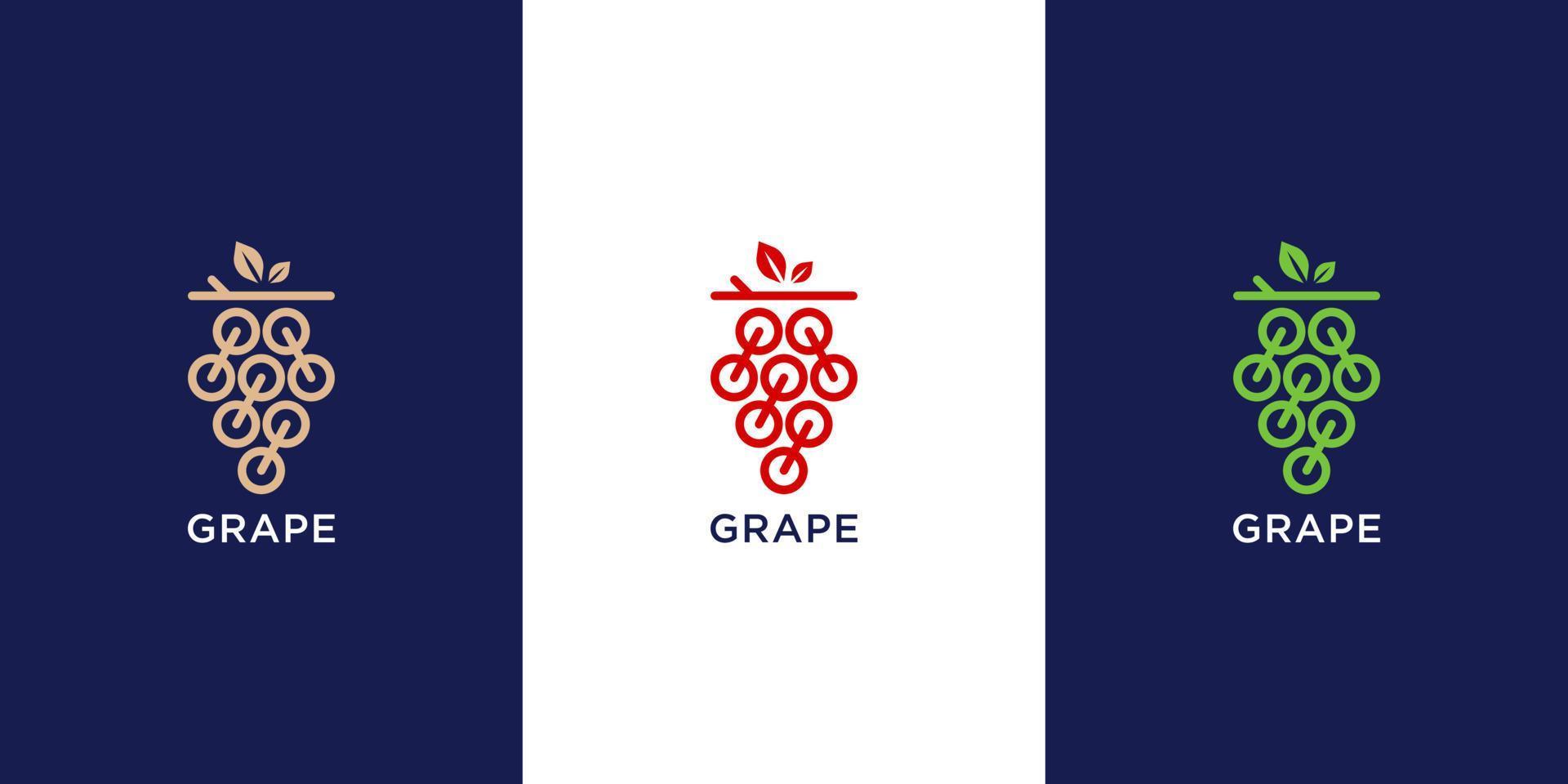 logotipo de uva de luxo minimalista com design criativo de conceito vetor