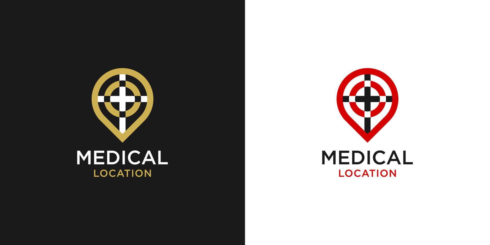 logotipo de localização médica de luxo minimalista vetor