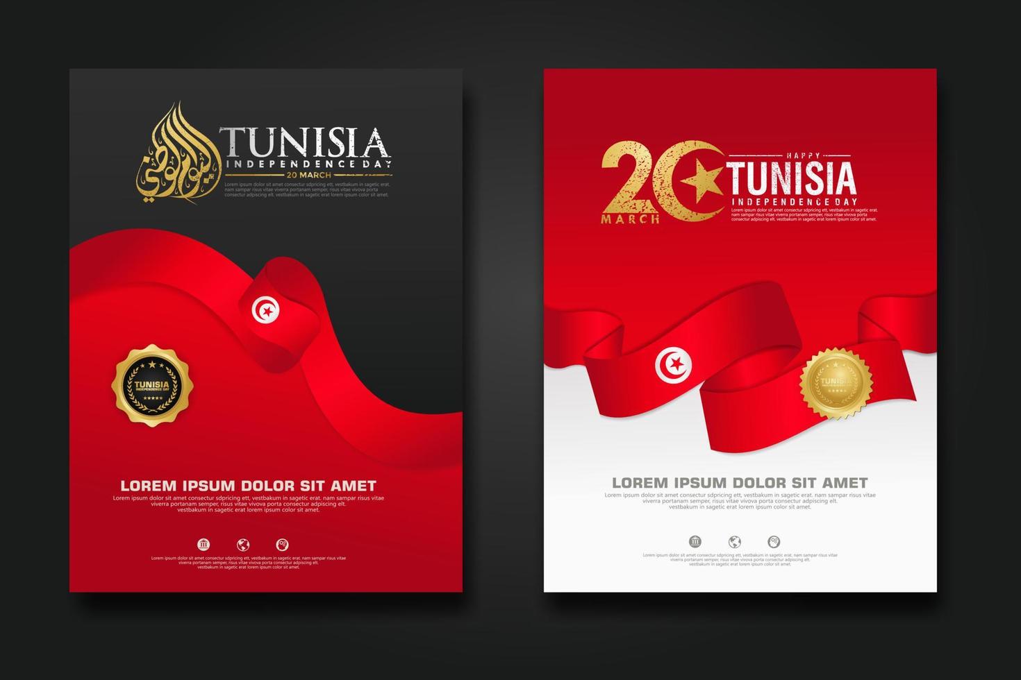 definir design de cartaz tunísia feliz dia da independência modelo de plano de fundo vetor