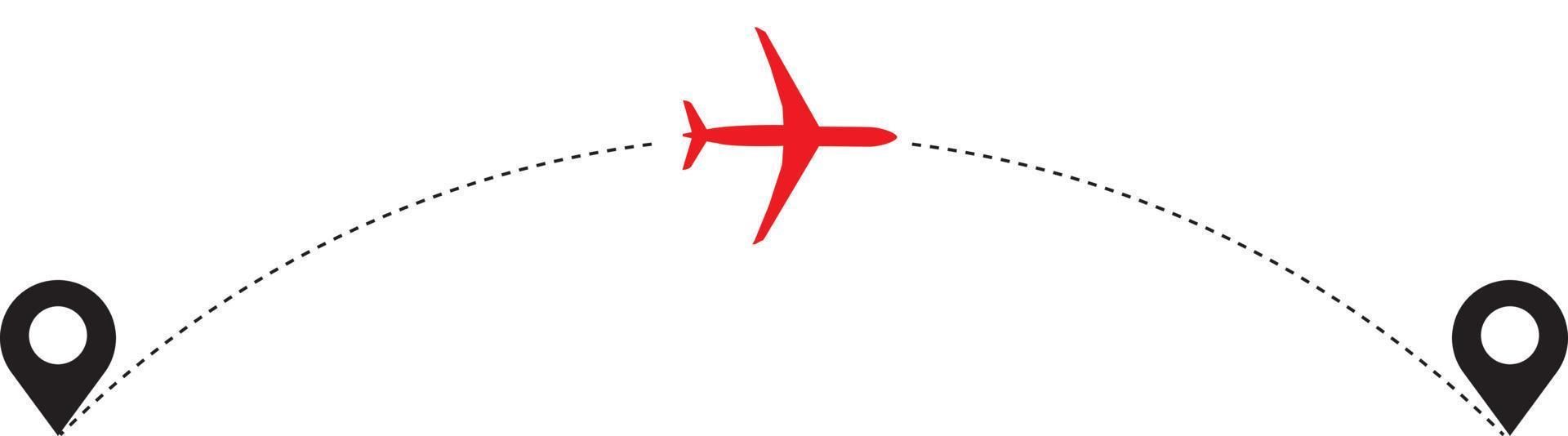 ícone de caminho de linha de avião. ilustração vetorial de rota de voo de avião com traço de linha isolado no fundo branco vetor