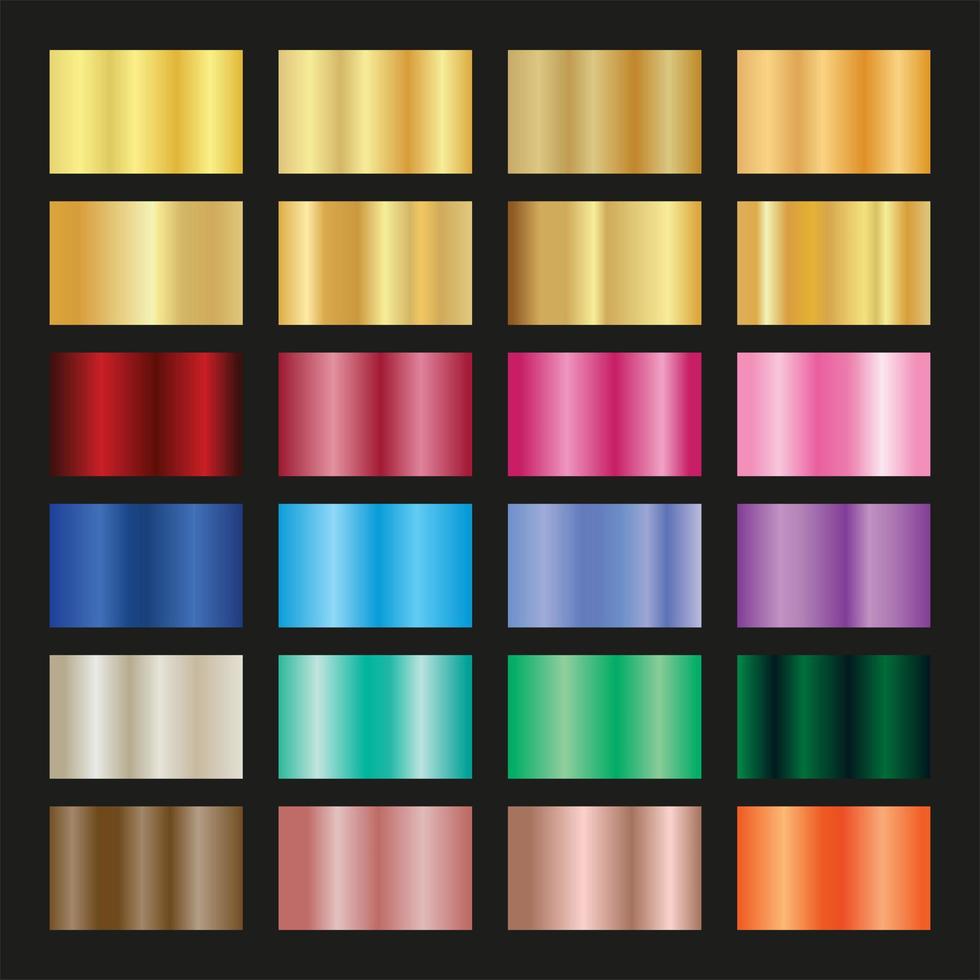 coleção de paleta de cores metálicas gradiente vetor