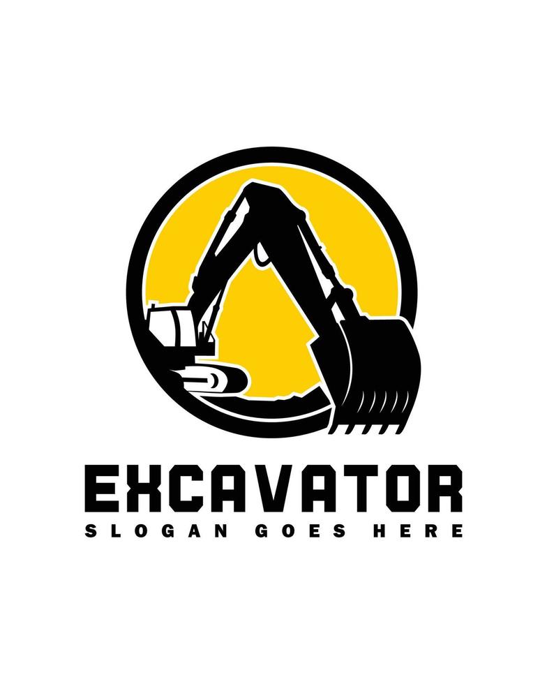 modelo de logotipo de escavadeira, equipamento pesado para logotipo de construção vetor