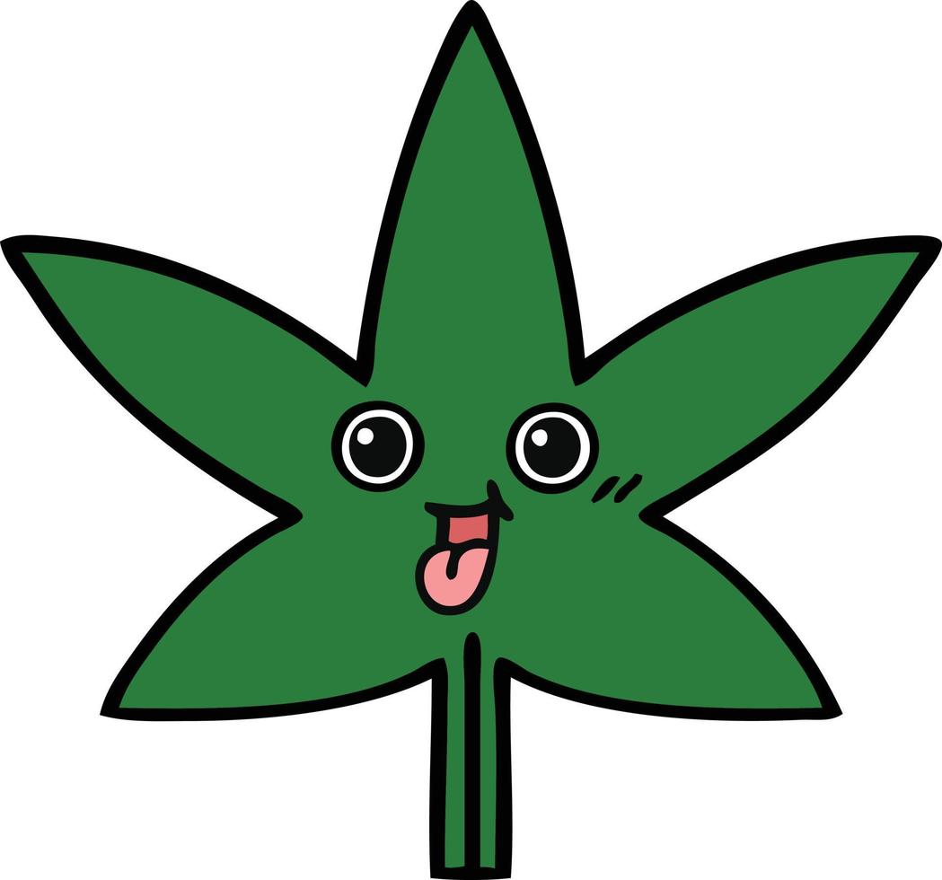 folha de maconha bonito dos desenhos animados vetor