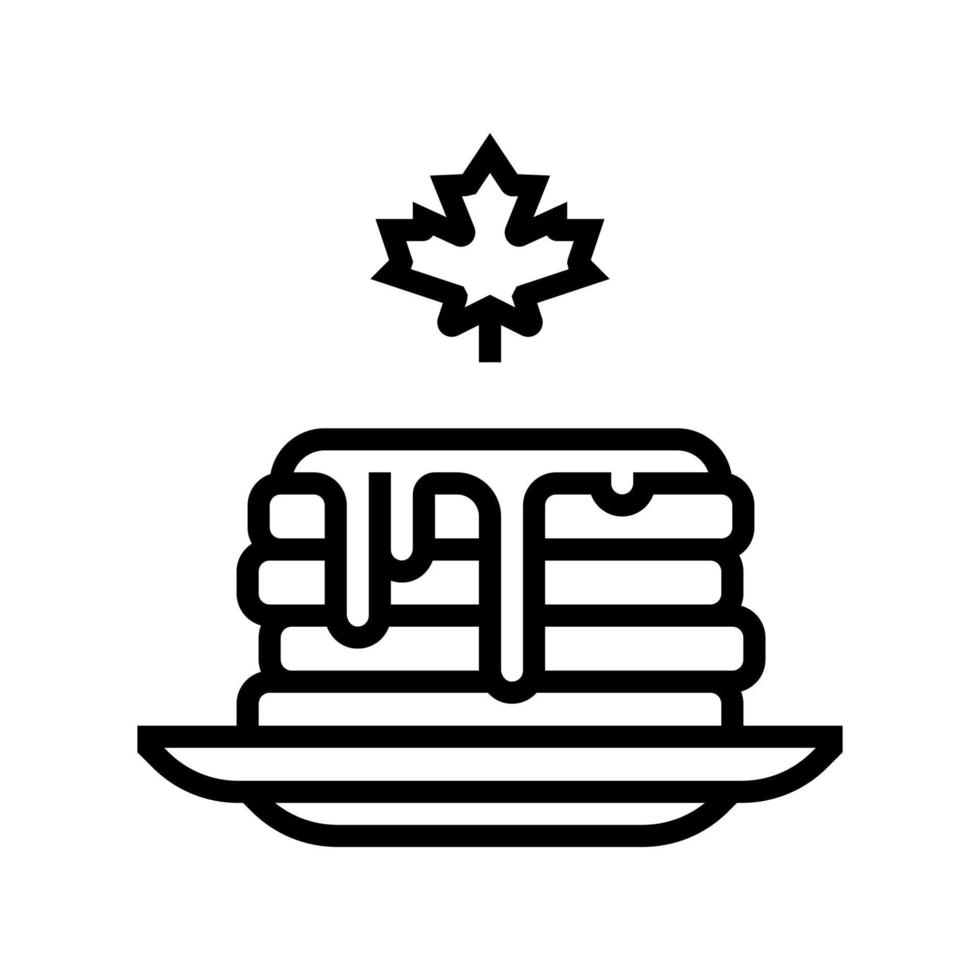 panqueca com ilustração vetorial de ícone de linha de xarope de bordo vetor