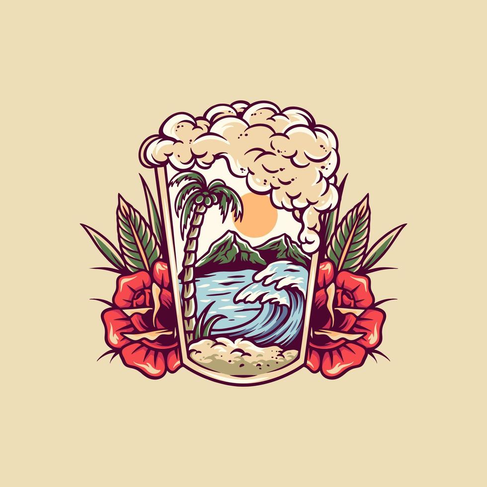 ilustração retrô de cerveja de verão vetor