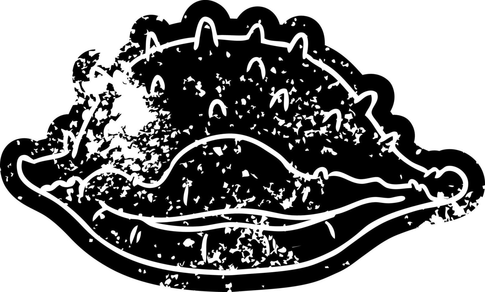 desenho de ícone grunge de uma concha do mar vetor