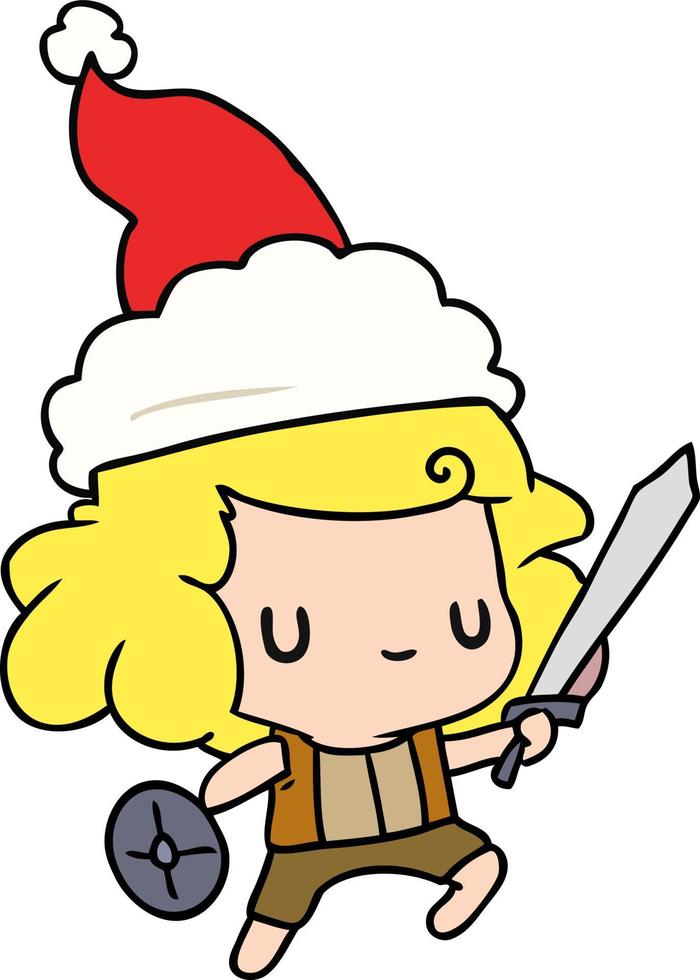 desenho de natal do menino kawaii vetor