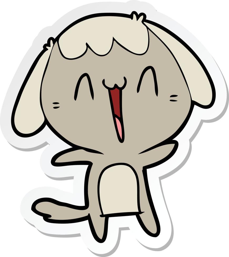 adesivo de um cachorro rindo de desenho animado vetor