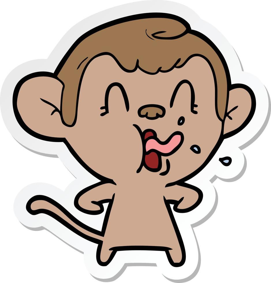 adesivo de um macaco de desenho animado louco vetor
