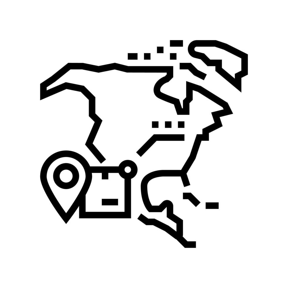 ilustração em vetor ícone de linha de rastreamento de remessa da américa do norte