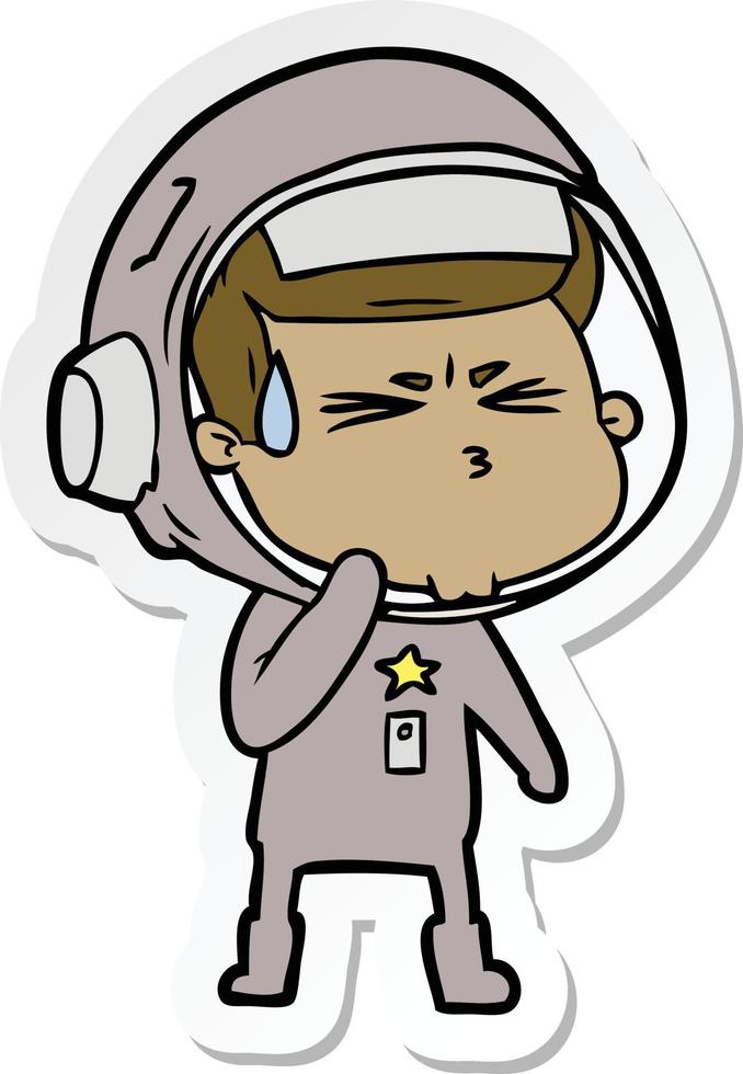 adesivo de um astronauta estressado de desenho animado vetor
