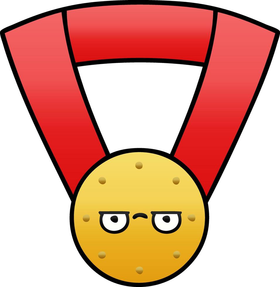 medalha de ouro de desenho animado sombreado gradiente vetor