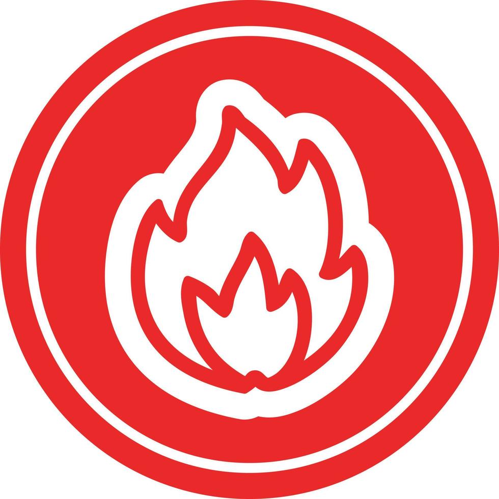 ícone circular de chama simples vetor