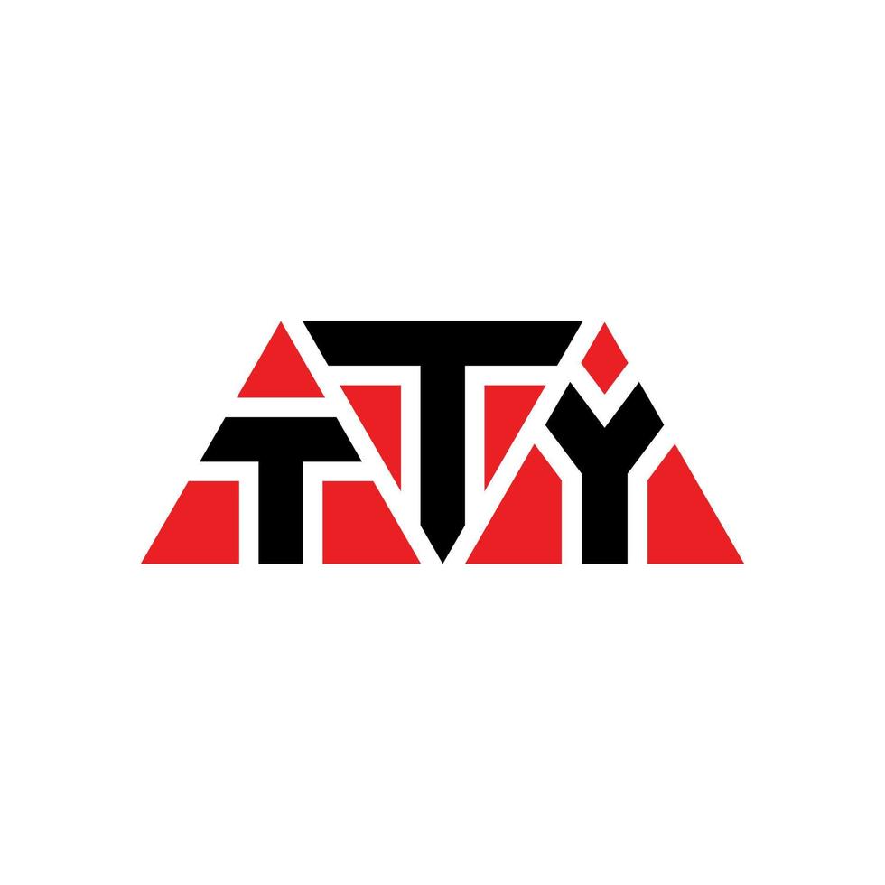 design de logotipo de letra de triângulo tty com forma de triângulo. monograma de design de logotipo de triângulo tty. modelo de logotipo de vetor de triângulo tty com cor vermelha. tty logotipo triangular simples, elegante e luxuoso. tty