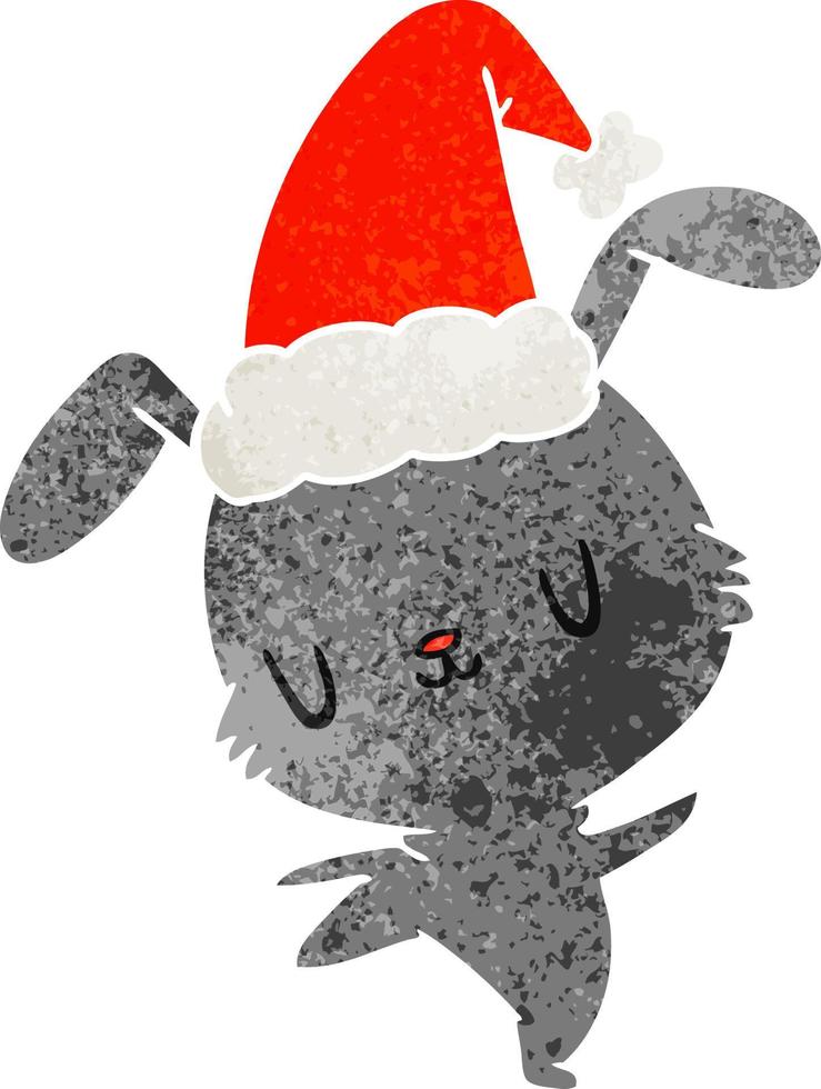 desenho retrô de natal de coelho kawaii vetor