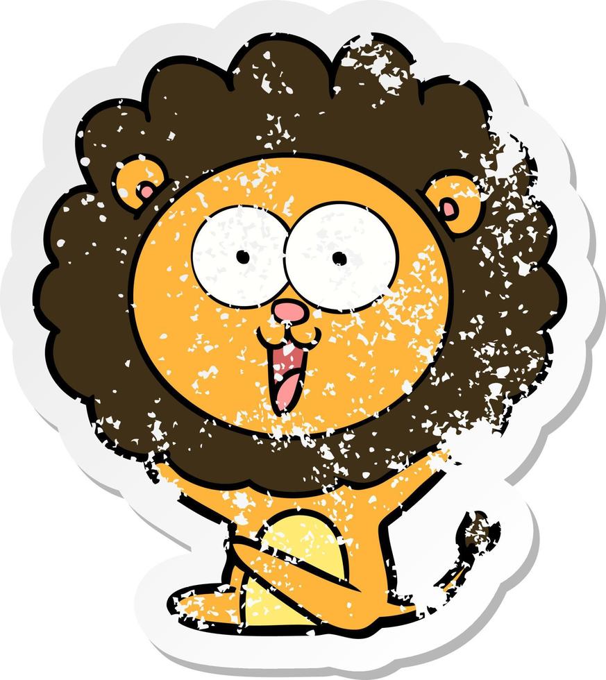 vinheta angustiada de um leão de desenho animado feliz vetor