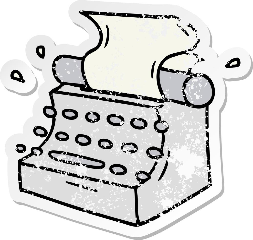 doodle de desenho animado adesivo angustiado da máquina de escrever da velha escola vetor