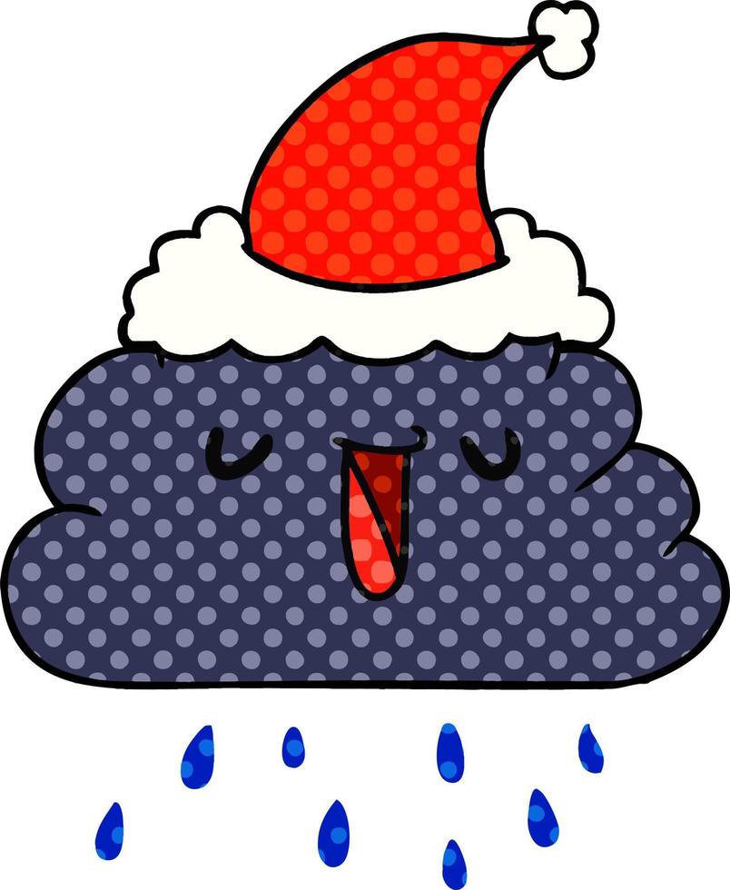 nuvem de chuva kawaii dos desenhos animados de natal vetor