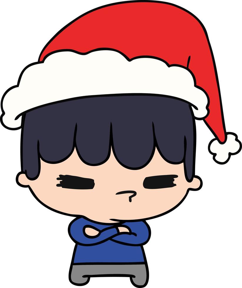 desenho de natal do menino kawaii vetor