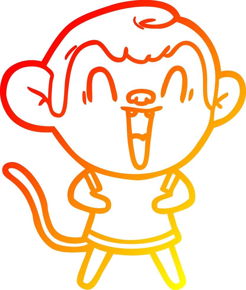 desenho de linha de gradiente quente desenho animado macaco rindo vetor