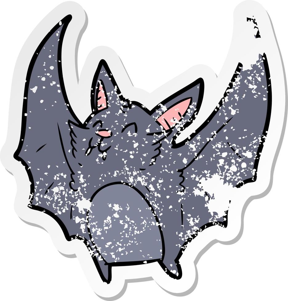 vinheta angustiada de um morcego de halloween de desenho animado vetor