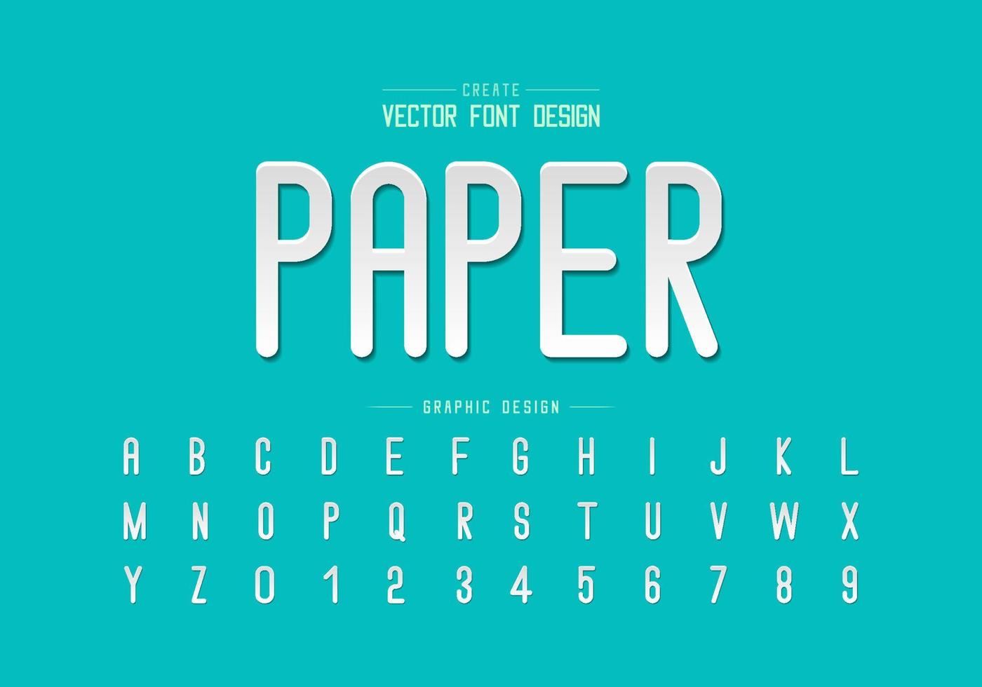 fonte de corte de papel e vetor de alfabeto, tipo de letra de estilo de letra e design de número