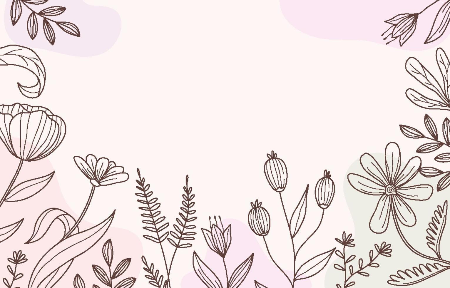 fundo floral de arte de linha desenhada à mão vetor