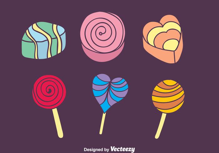 Ícones coloridos de doces e bolos vetor