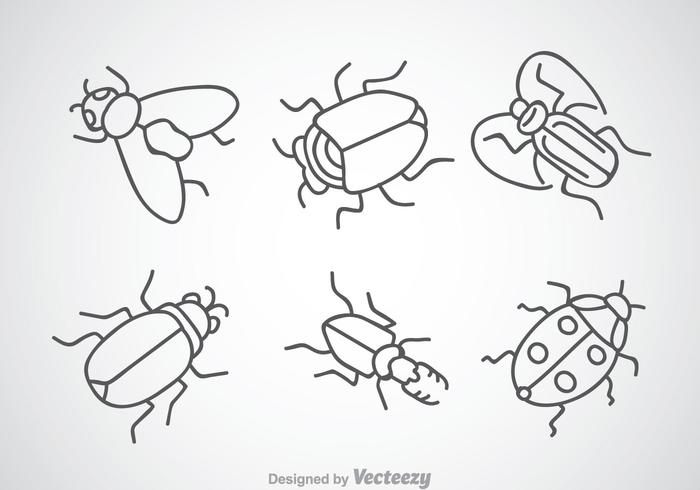 Ícones de desenho de insetos vetor