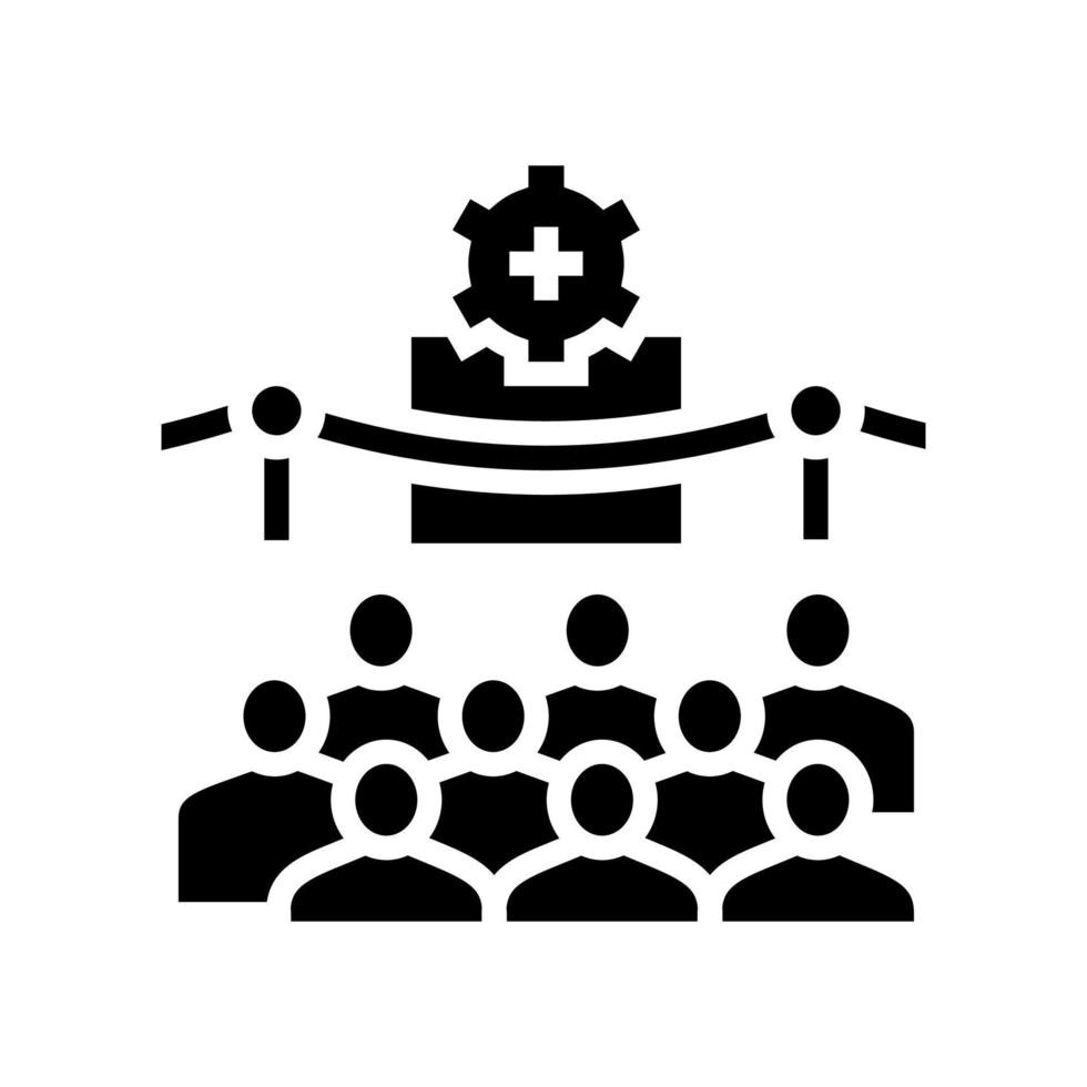ilustração em vetor ícone glifo de introdução do processo de fabricação