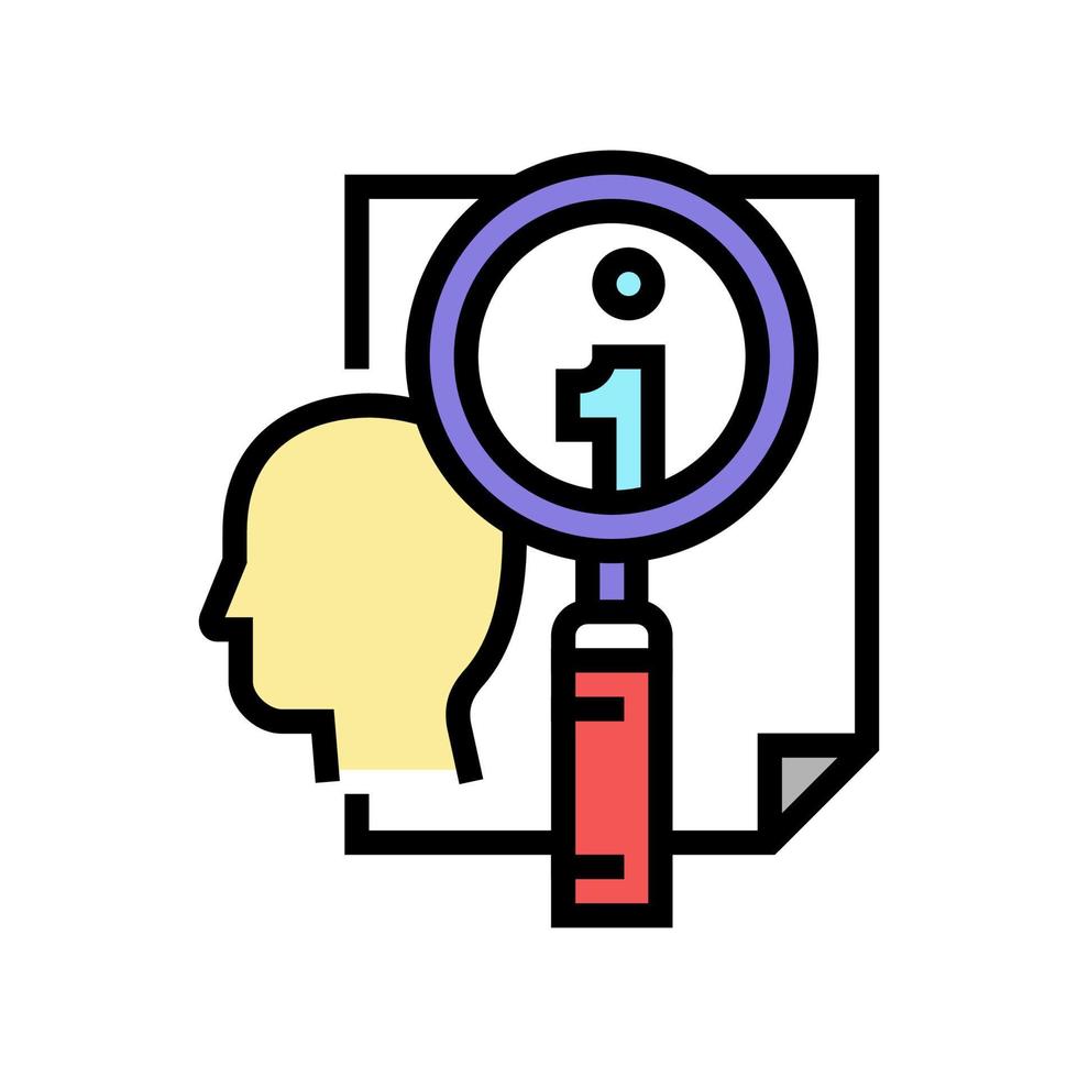 ilustração em vetor ícone de cor de detetive de pesquisa de informações pessoais