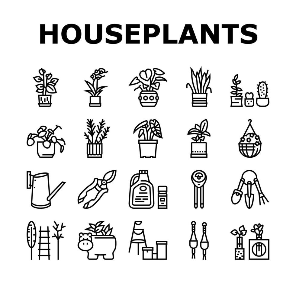 conjunto de ícones de coleção de venda de loja de plantas de casa vetor