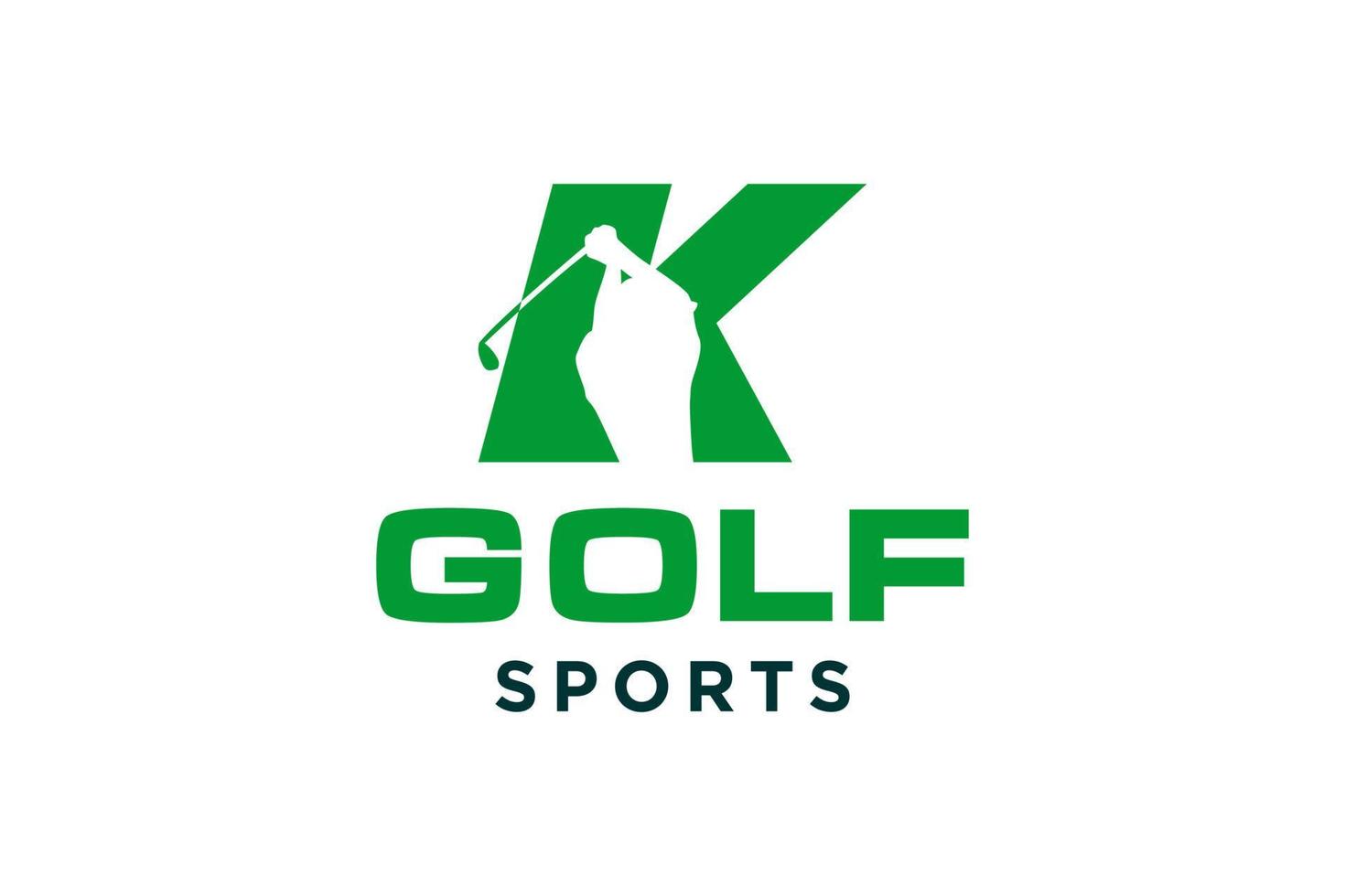 logotipo do ícone da letra do alfabeto k para modelo de vetor de design de logotipo de golfe, rótulo vetorial de golfe, logotipo do campeonato de golfe, ilustração, ícone criativo, conceito de design