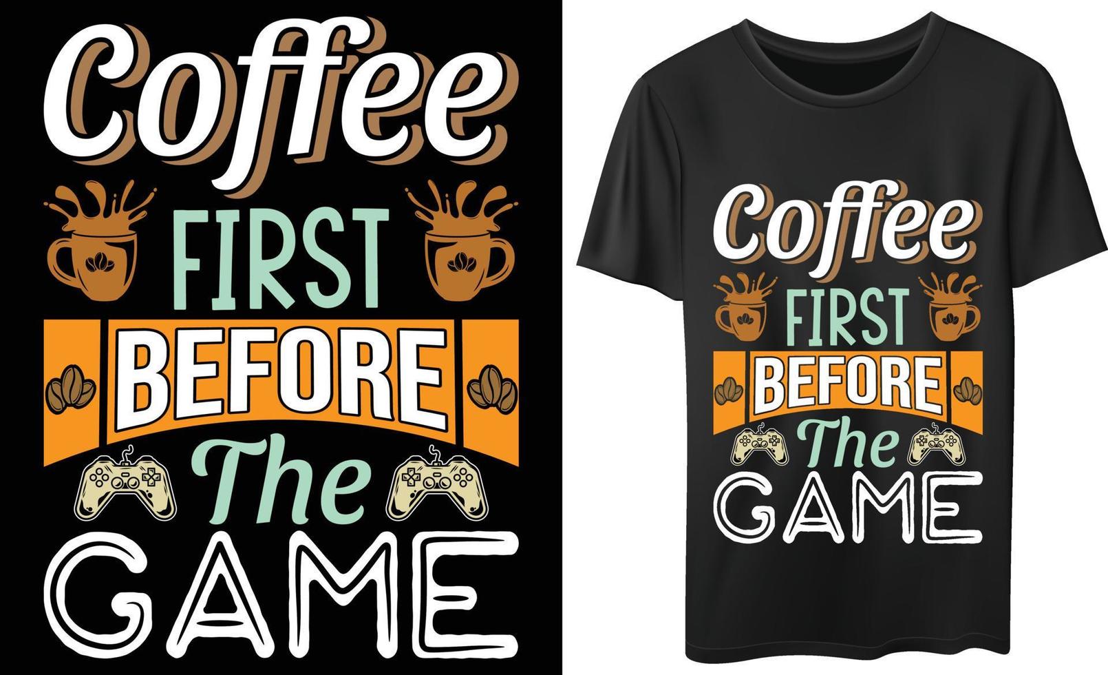 design de camiseta de vetor de jogos de café