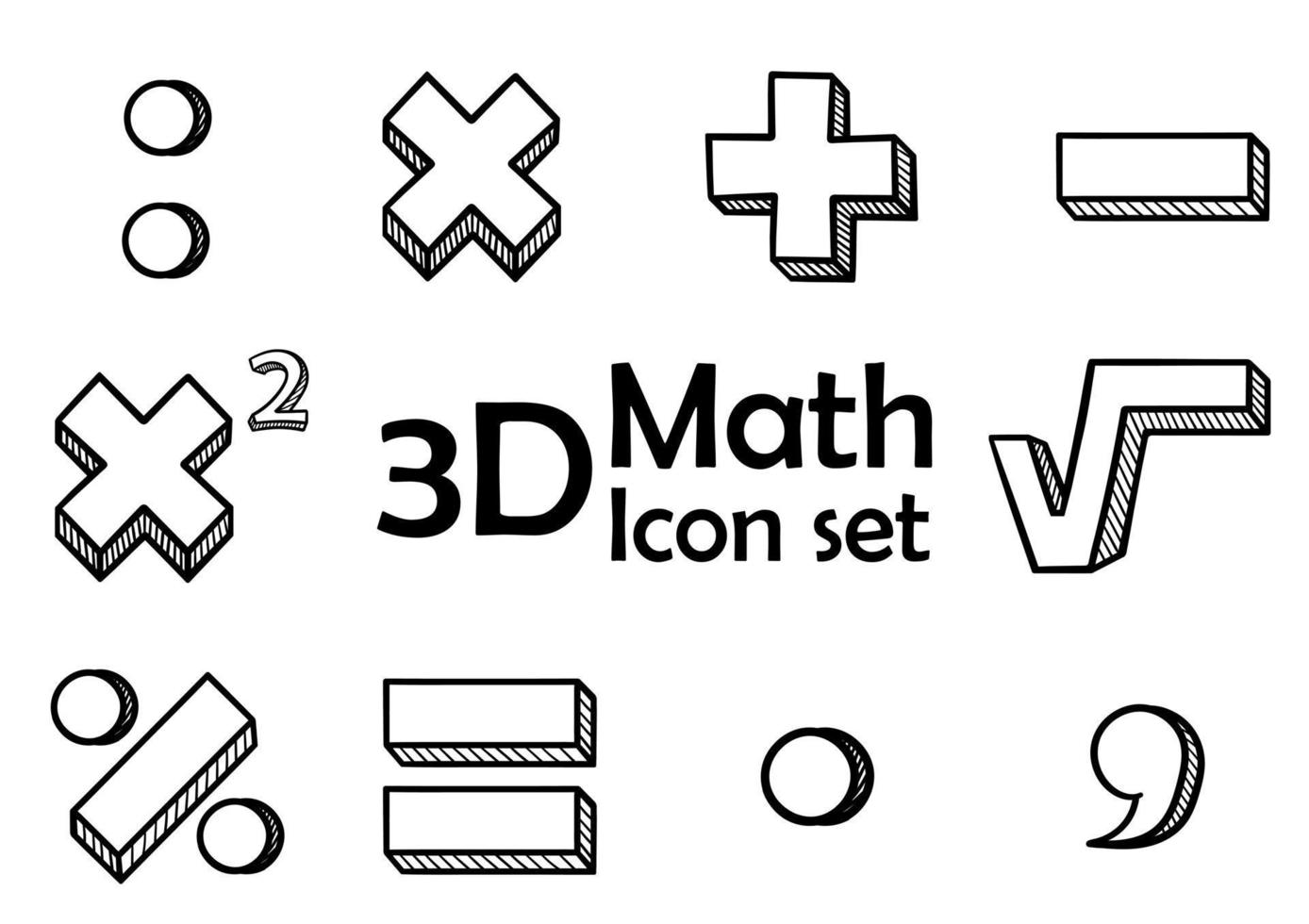uma coleção de símbolos desenhados à mão em matemática vetor
