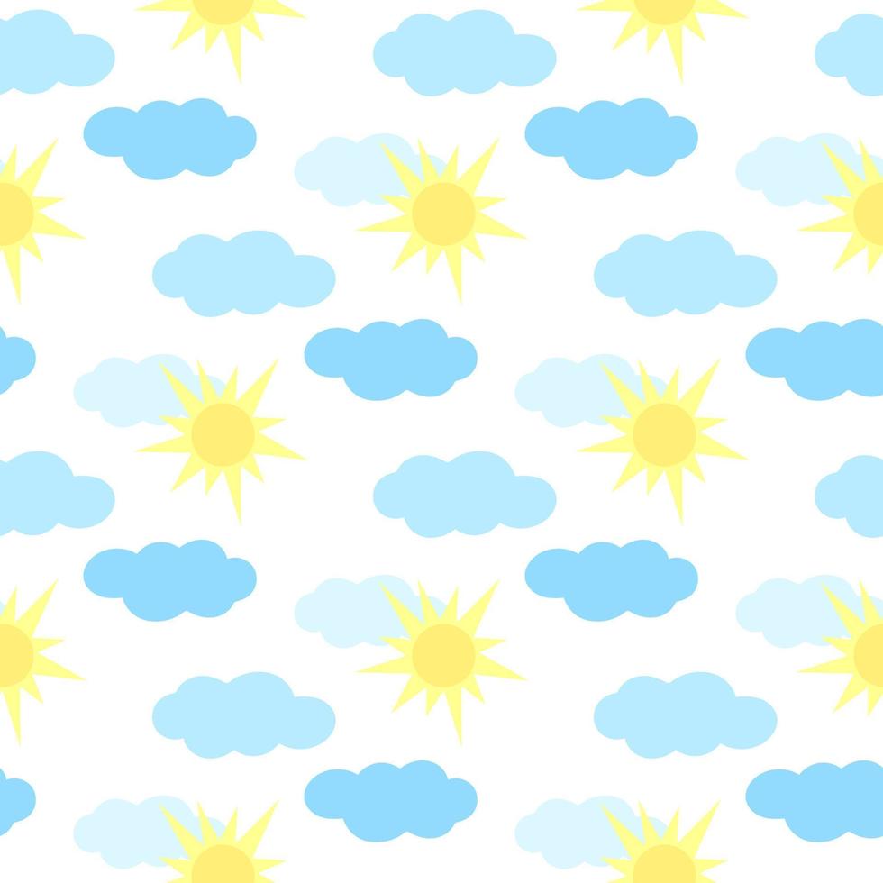 ilustração em vetor padrão sem costura sol e nuvens
