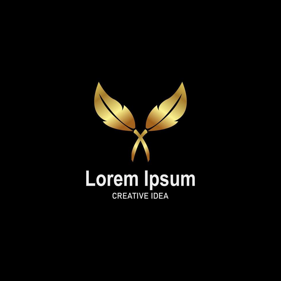 linha de folha de luxo com modelo de logotipo de cor dourada vetor