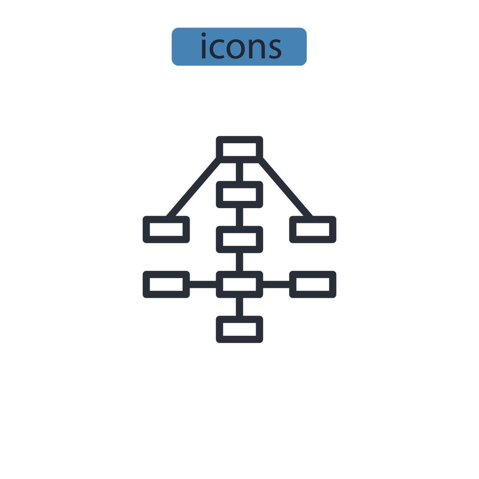 ícones da árvore de decisão simbolizam elementos vetoriais para infográfico web vetor